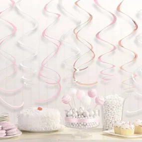 12 spirali rosa argento 56cm