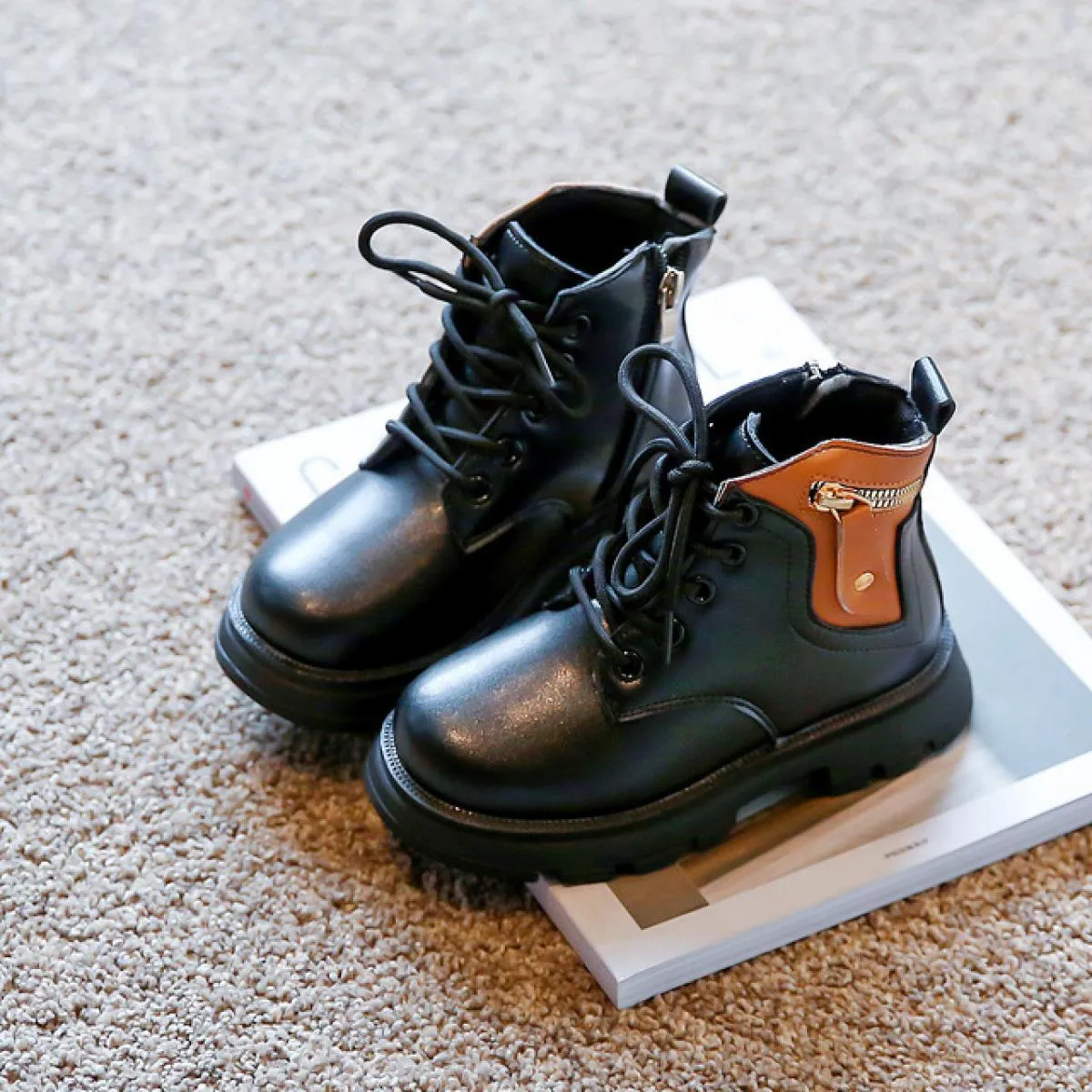 2022 stivaletti in pelle alla caviglia moda per ragazzi scarpe con cerniera alta studenti stivali stile punk di colore misto sca