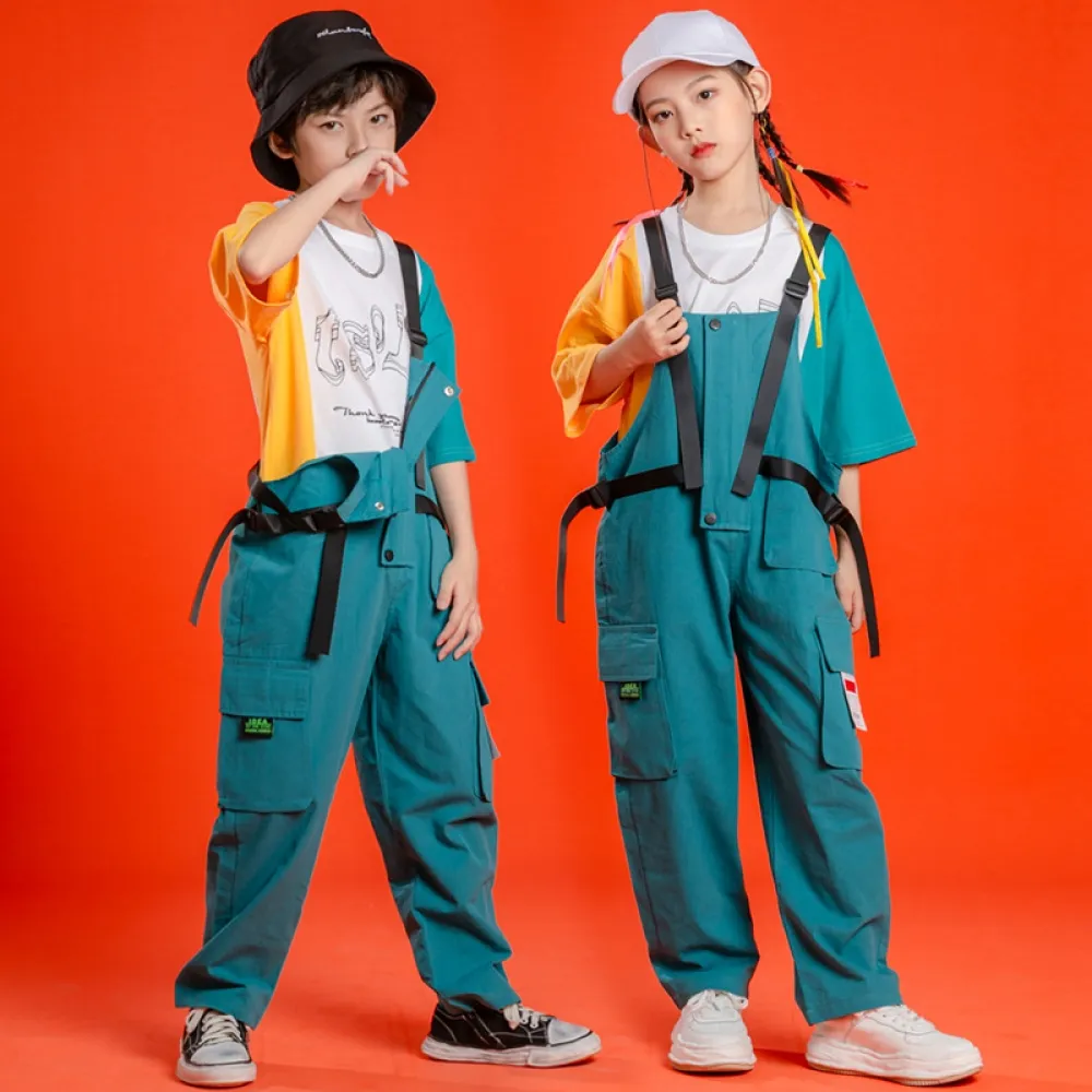 Abito da ballo di strada hip-hop per bambini, tuta hip-hop estiva da ragazzo alla moda, tuta, abito da performance di danza jazz