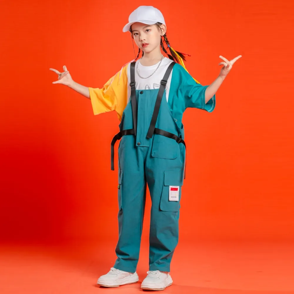 Abito da ballo di strada hip-hop per bambini, tuta hip-hop estiva da ragazzo alla moda, tuta, abito da performance di danza jazz