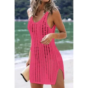 ABITO DA SPIAGGIA CON FORI E SCOLLO A V BABETTA, FUCSIA