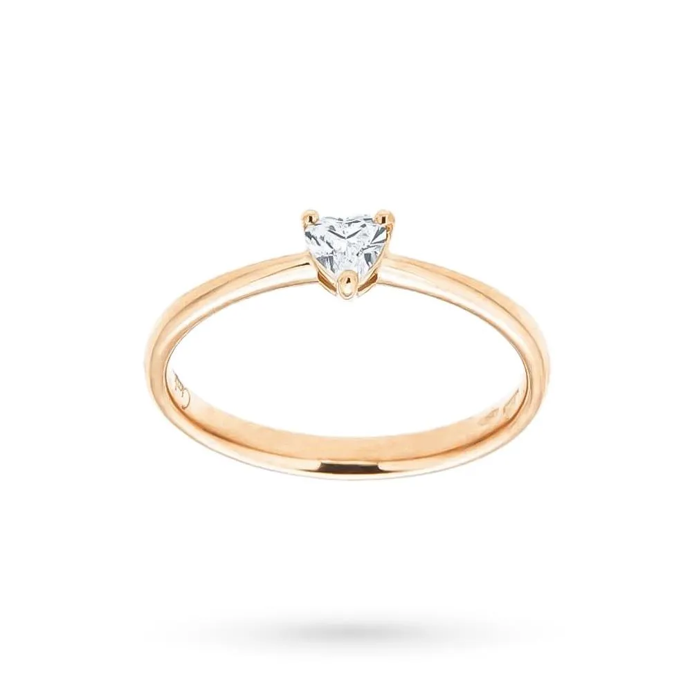 Anello oro rosa diamante taglio cuore 0,19ct