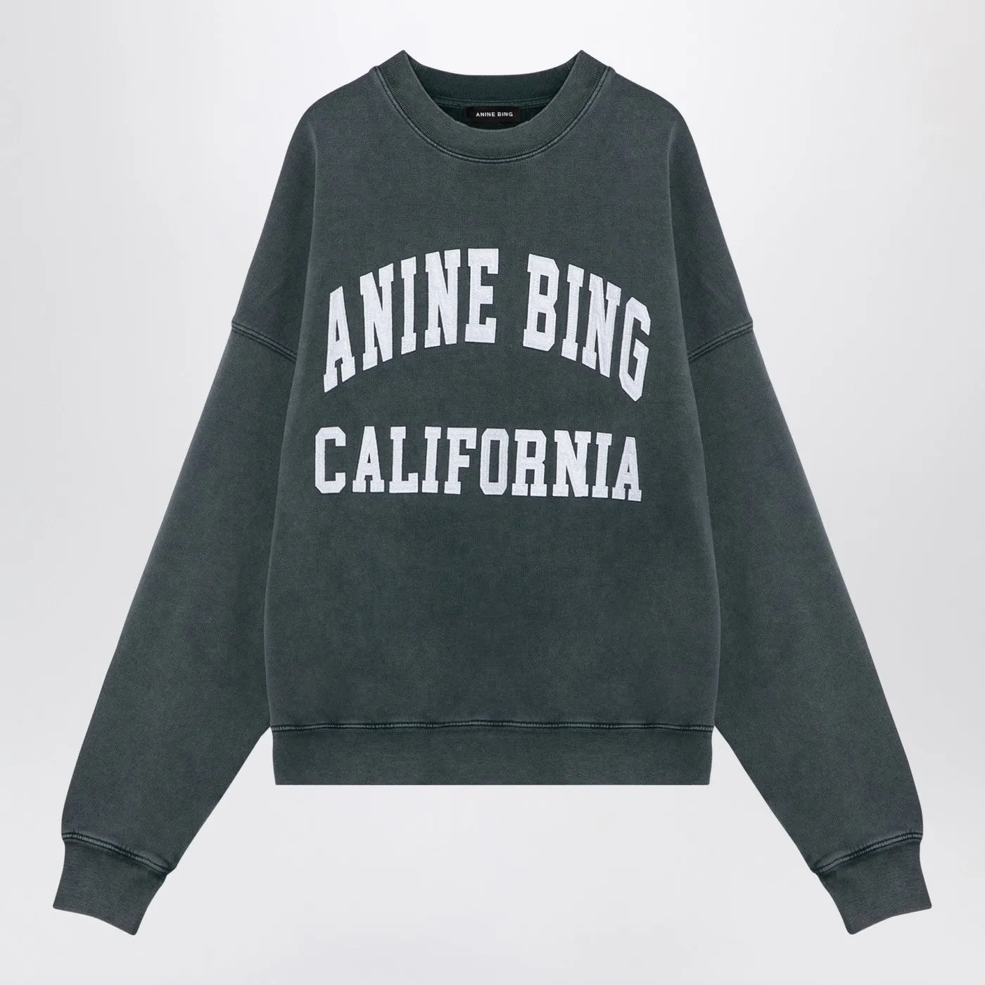 Anine Bing Green Crewneck Felpa con stampa logo