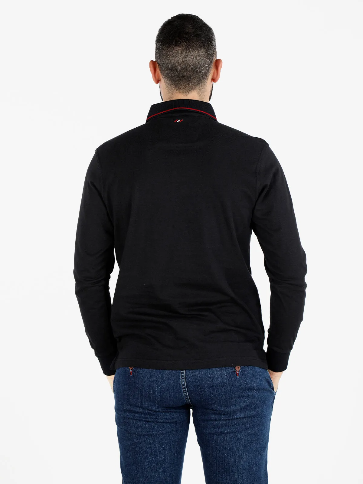 Be Board Polo homme en coton à manches longues