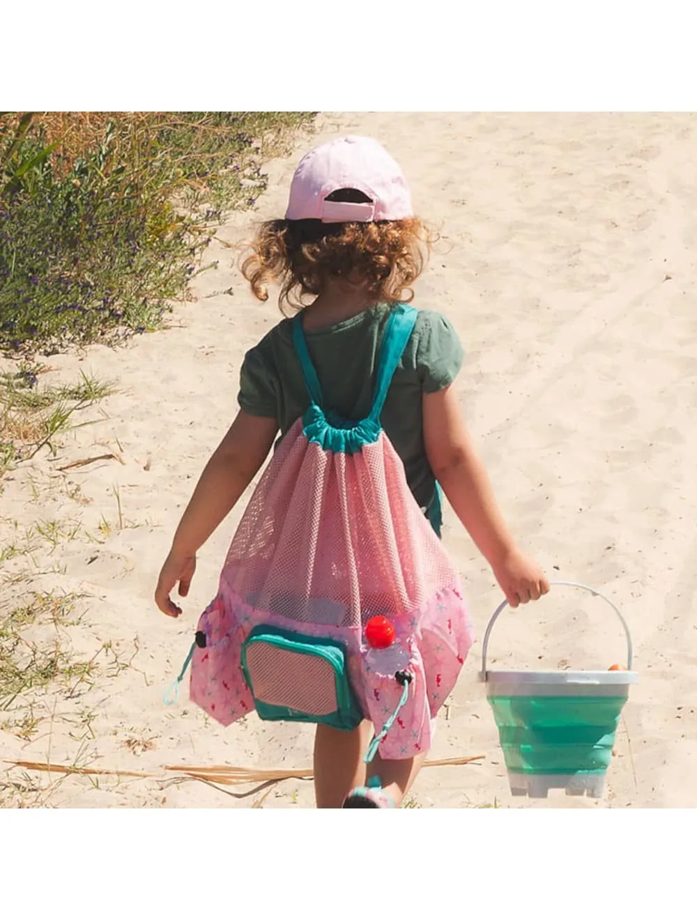  BORSA DA SPIAGGIA A RETE PER BAMBINI - ROSA 