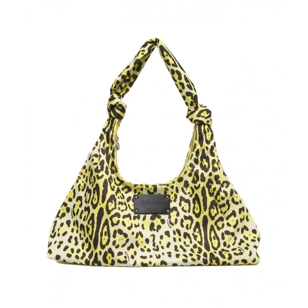 Borsa da spiaggia con stampa animalier giallo