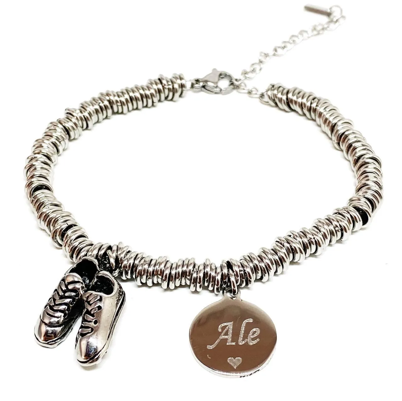 BRACCIALE SCARPETTE CALCIO PERSONALIZZABILE ARGENTO