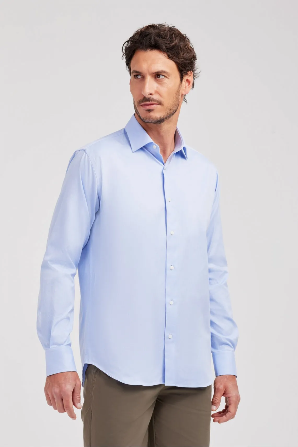 CAMICIA CLASSICA IN TWILL AZZURRA