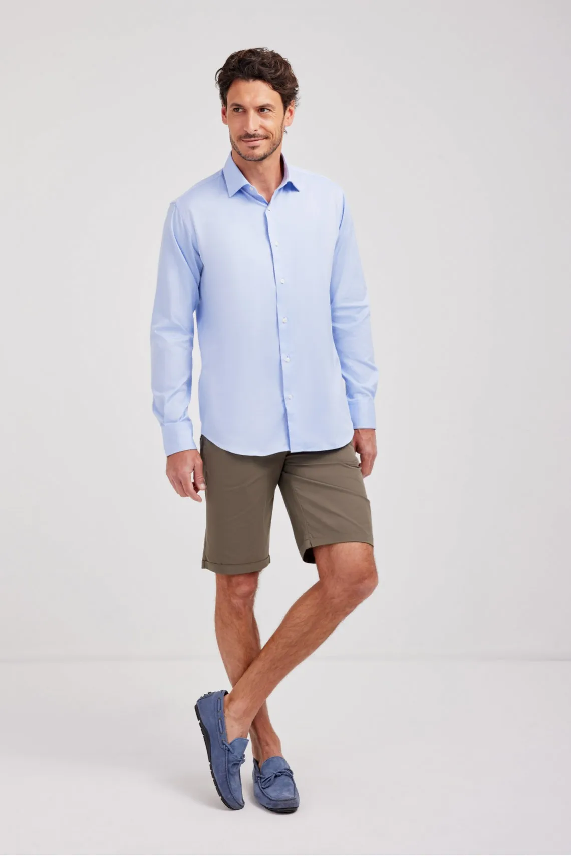 CAMICIA CLASSICA IN TWILL AZZURRA