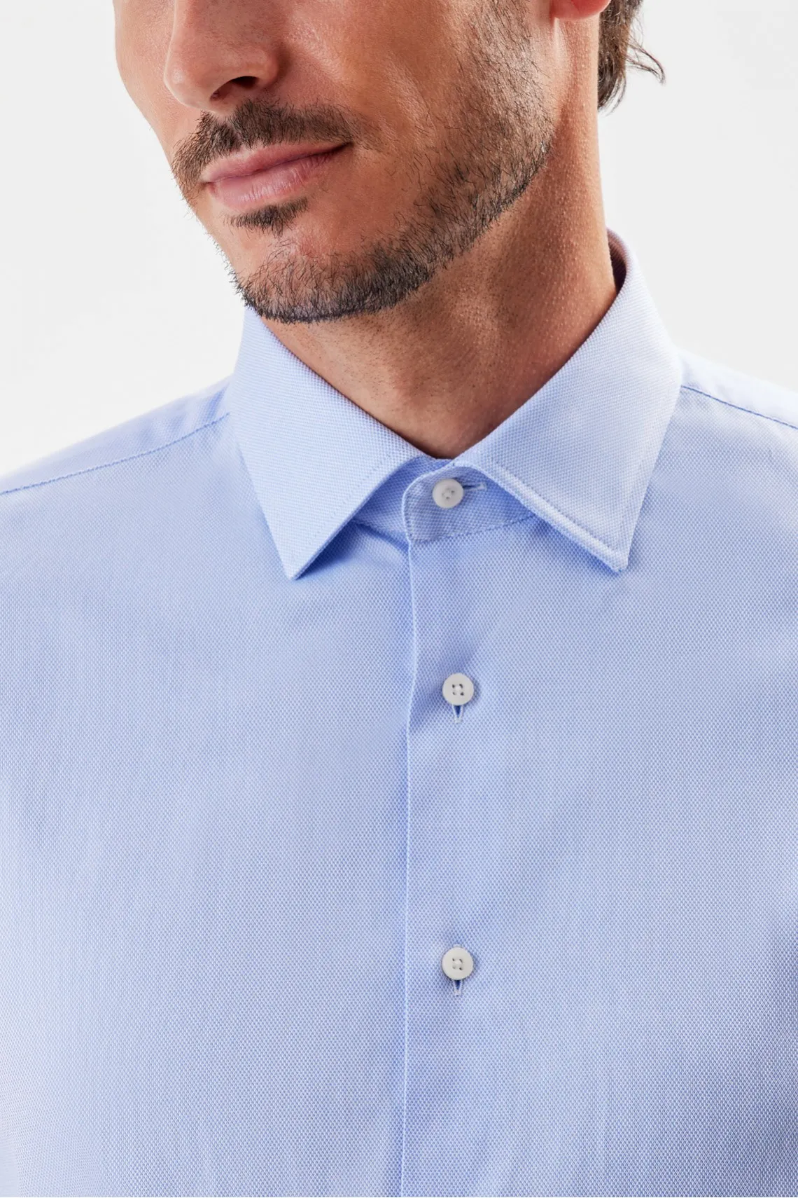 CAMICIA CLASSICA IN TWILL AZZURRA