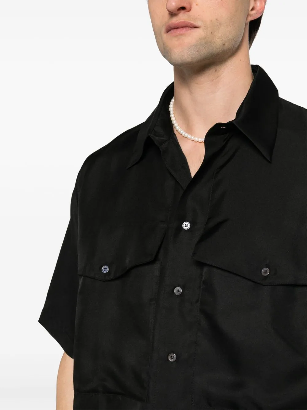 Camicia con collo classico in nero - uomo