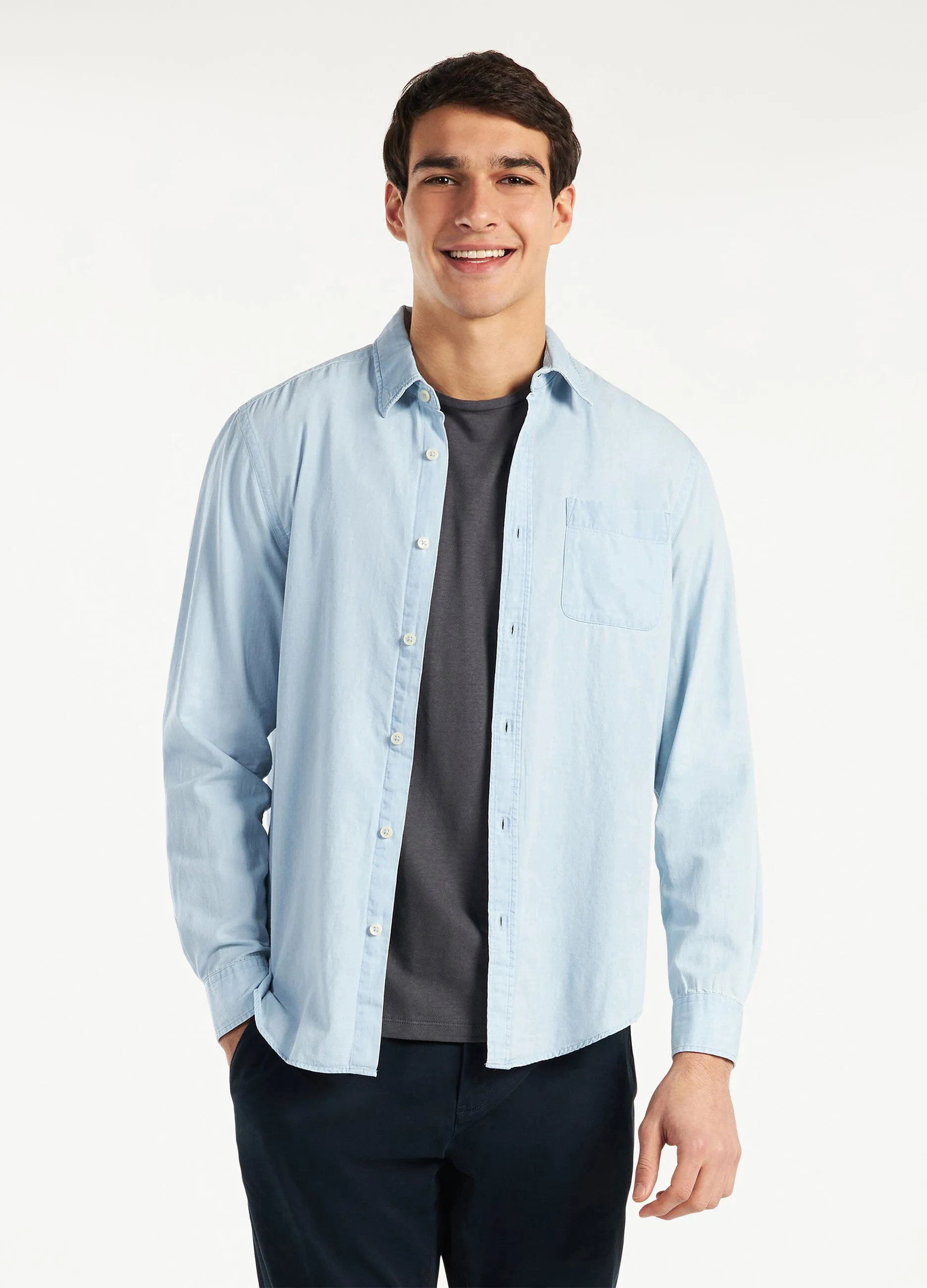 Camicia in denim di puro cotone uomo