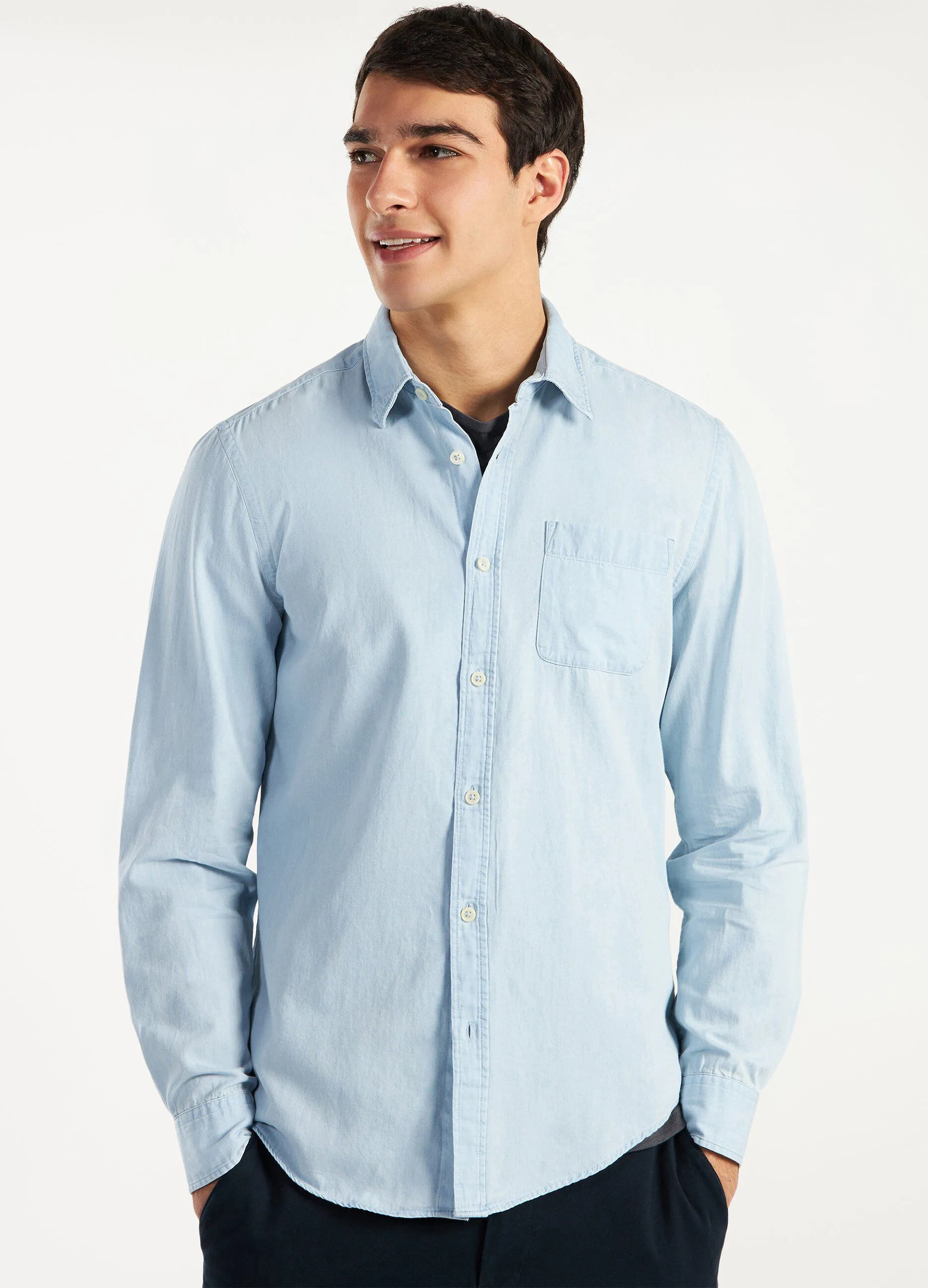 Camicia in denim di puro cotone uomo