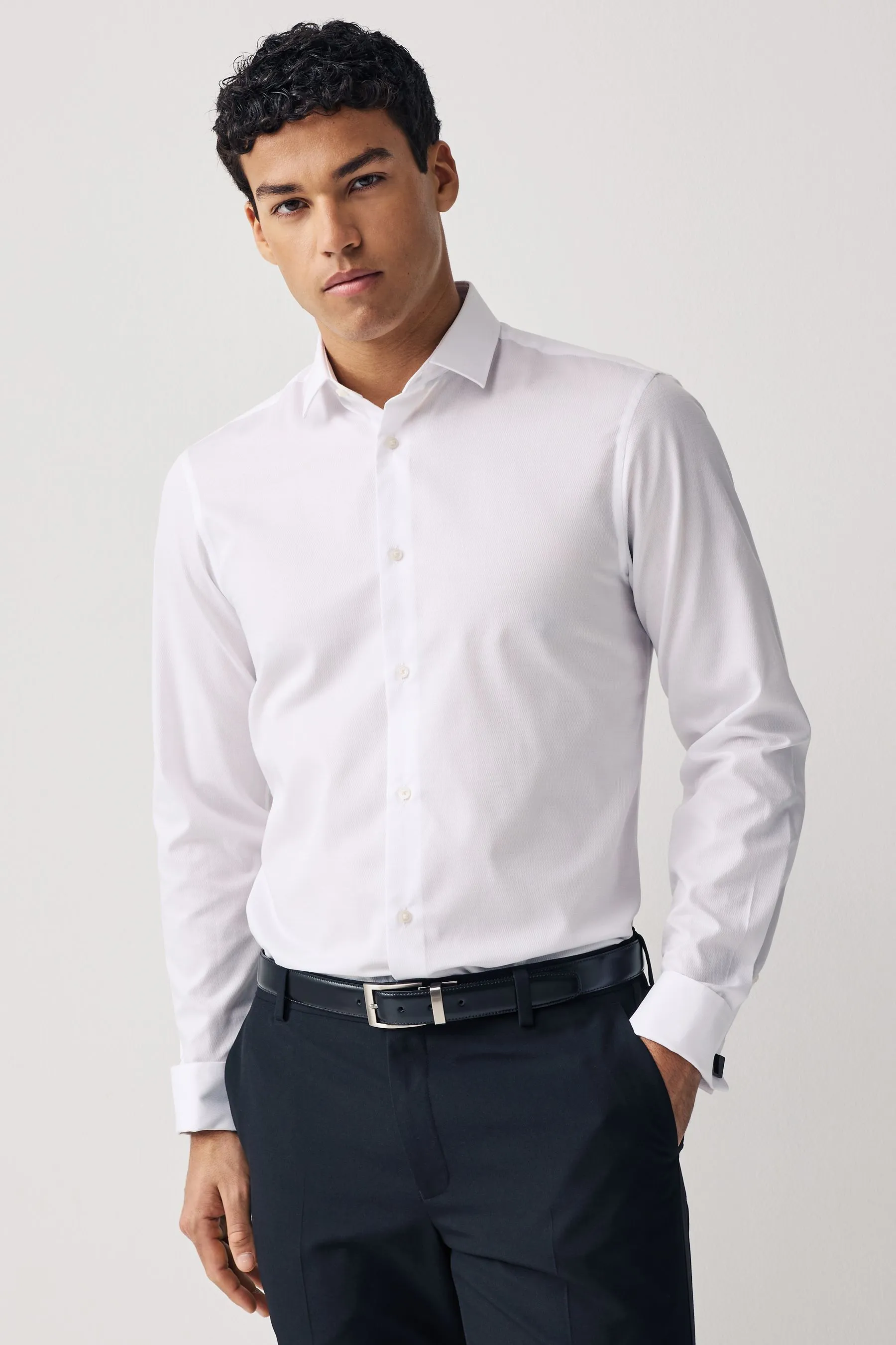 Camicia testurizzata con polsino doppio    