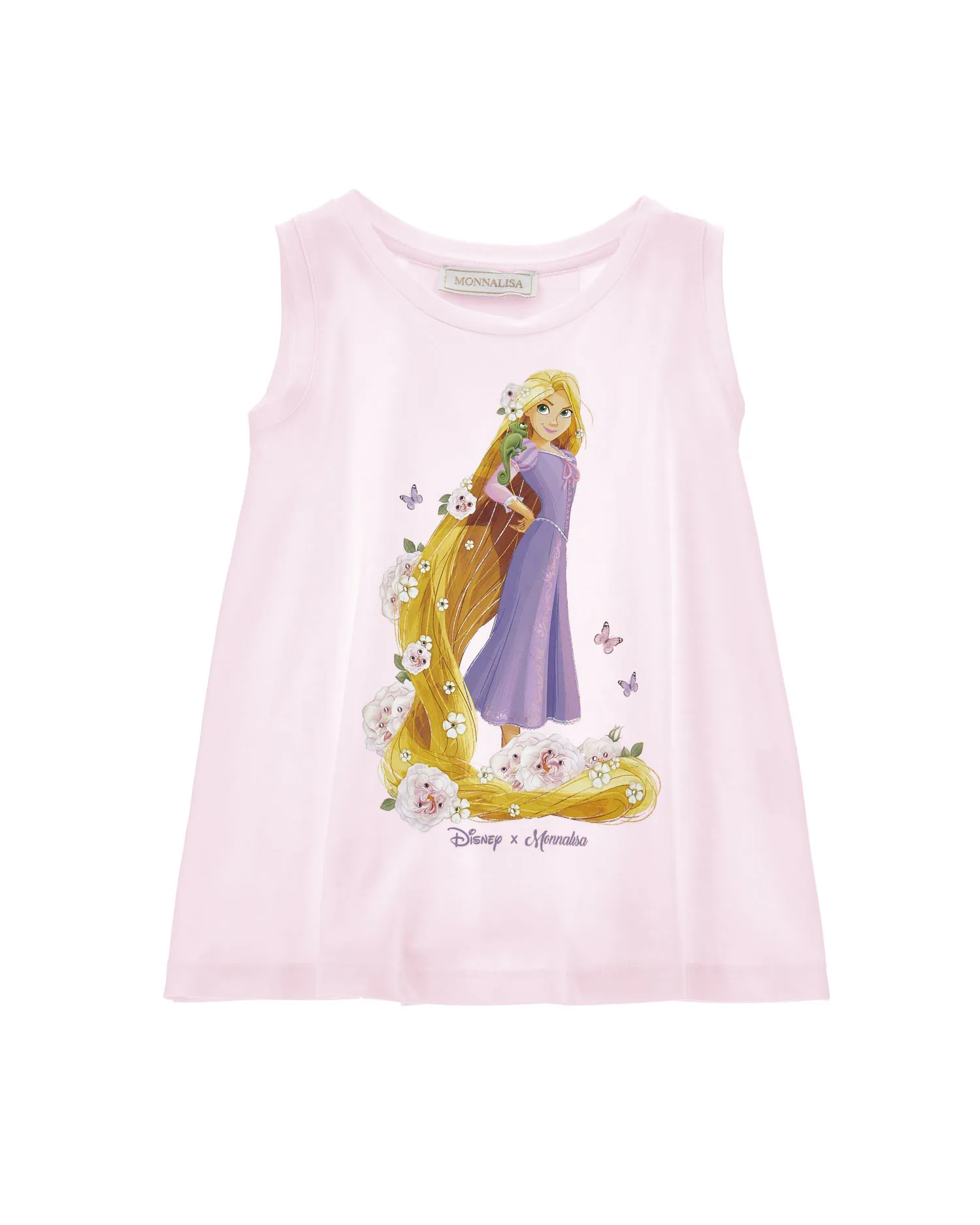 Canotta rosa over in cotone con maxi stampa Rapunzel 4-8 anni