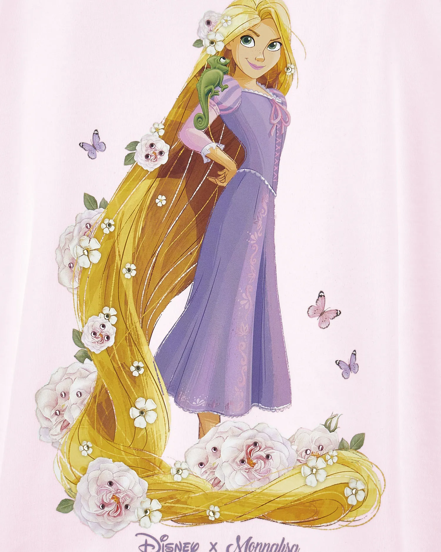 Canotta rosa over in cotone con maxi stampa Rapunzel 4-8 anni