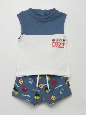 Completo canotta + shorts 'Marvel' - 2 pezzi - BIANCO