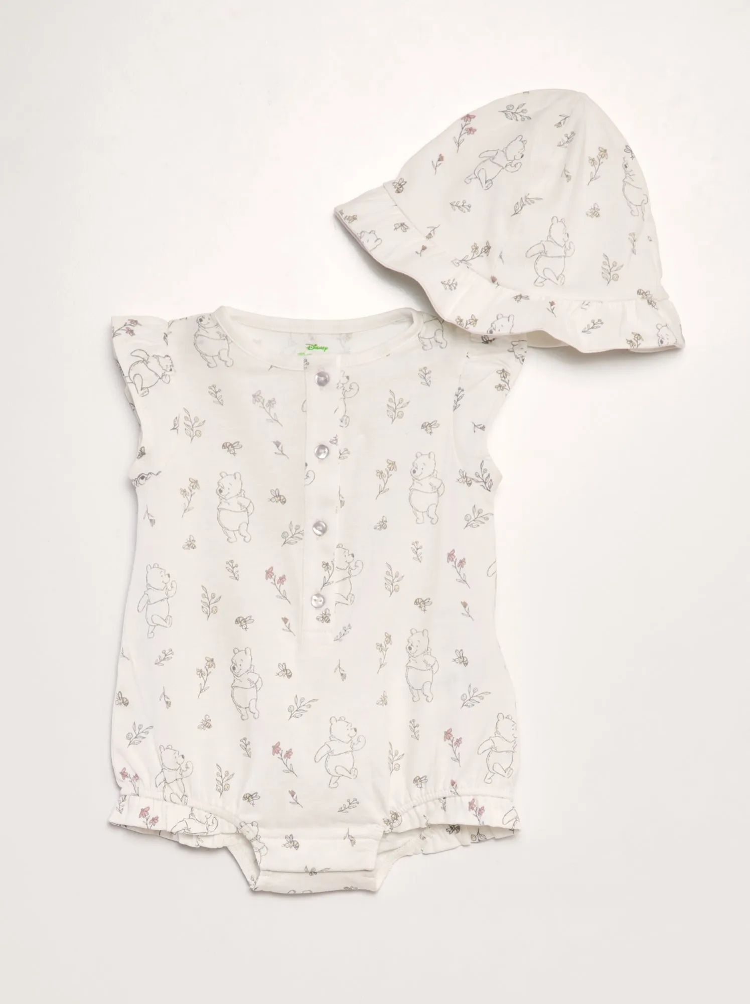 Completo cappellino bob + pagliaccetto 'Winnie' - 2 pezzi - BIANCO