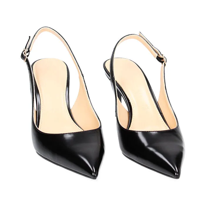 Décolleté slingback nere, tacco 7,6 cm