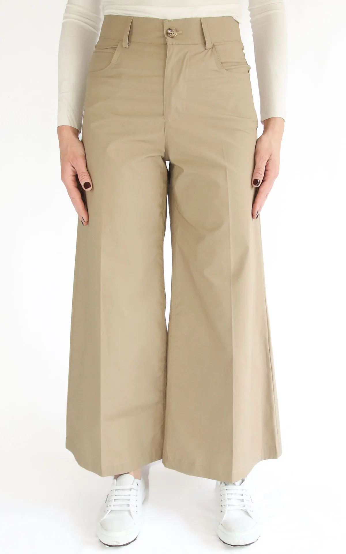 ECO- Pantalone largo cotone – Beige