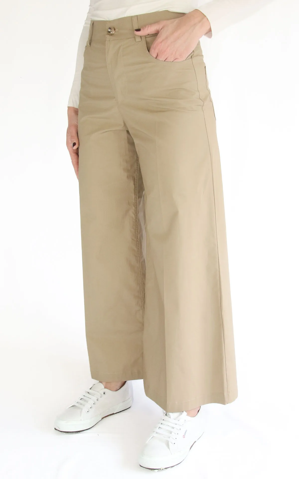 ECO- Pantalone largo cotone – Beige