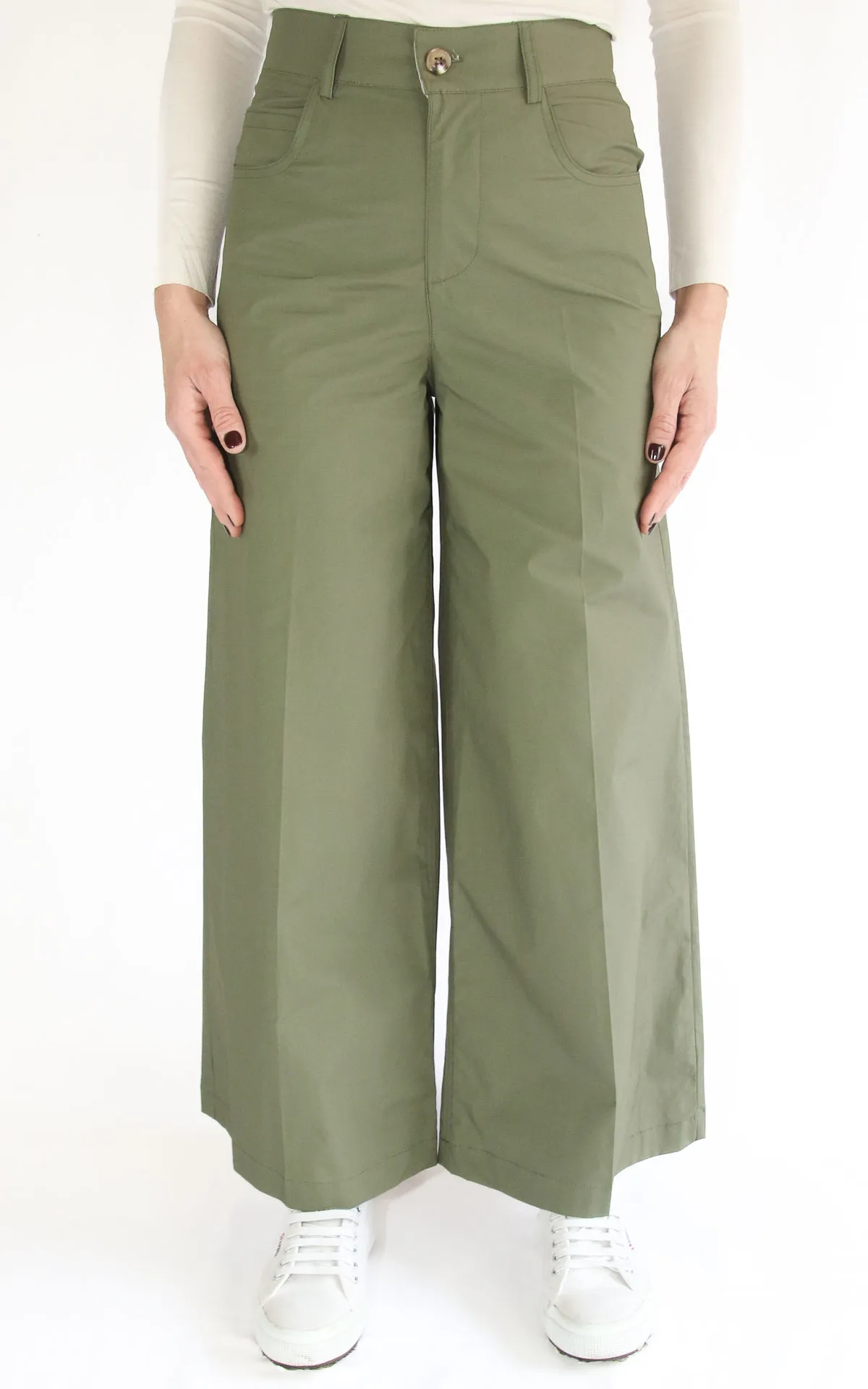 ECO- Pantalone largo cotone – Verde militare