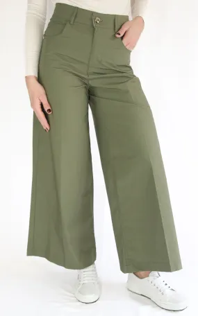 ECO- Pantalone largo cotone – Verde militare