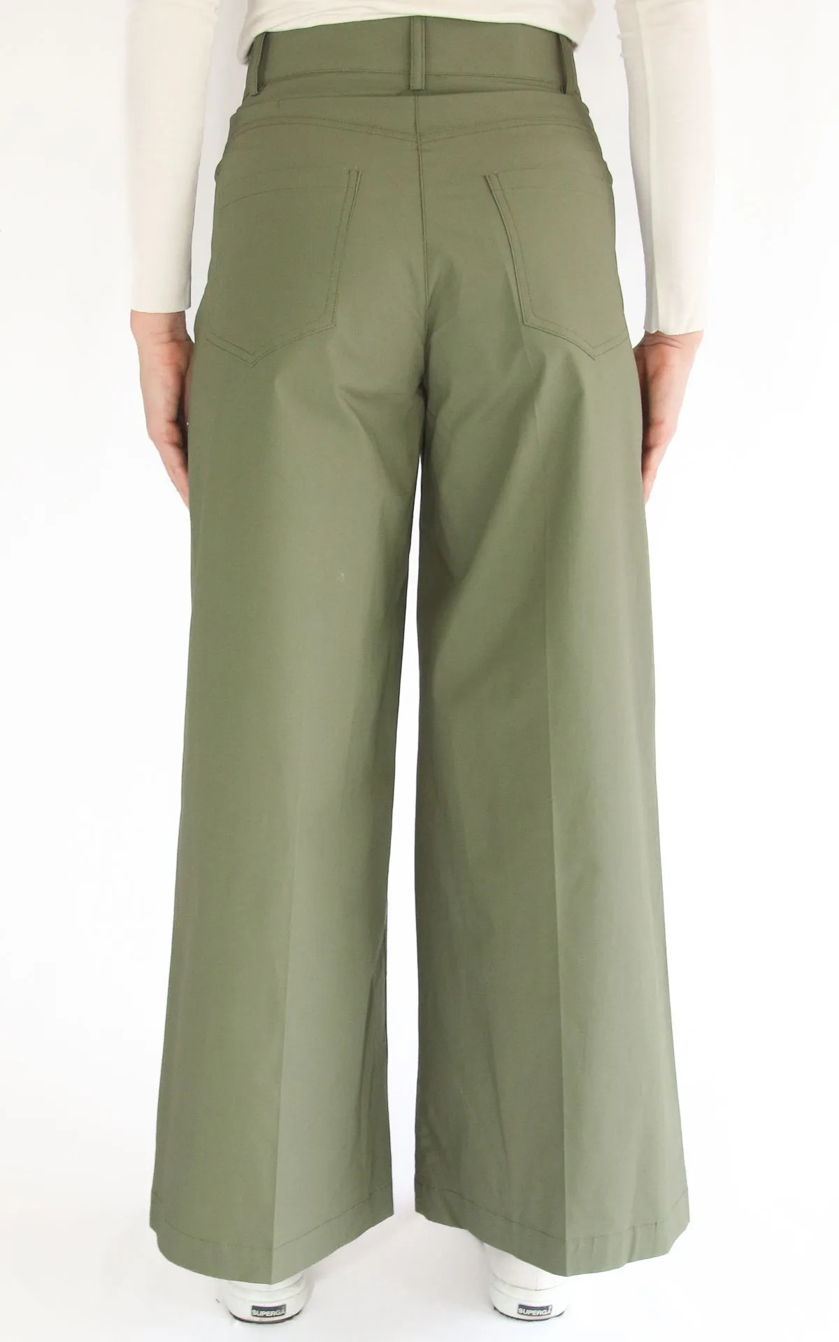 ECO- Pantalone largo cotone – Verde militare