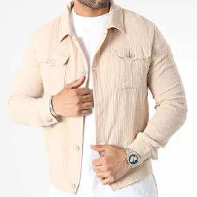 Giacca leggera beige testurizzata