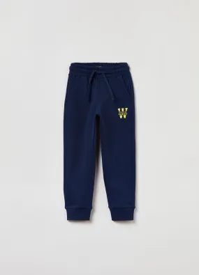 Joggers in felpa con coulisse e stampa