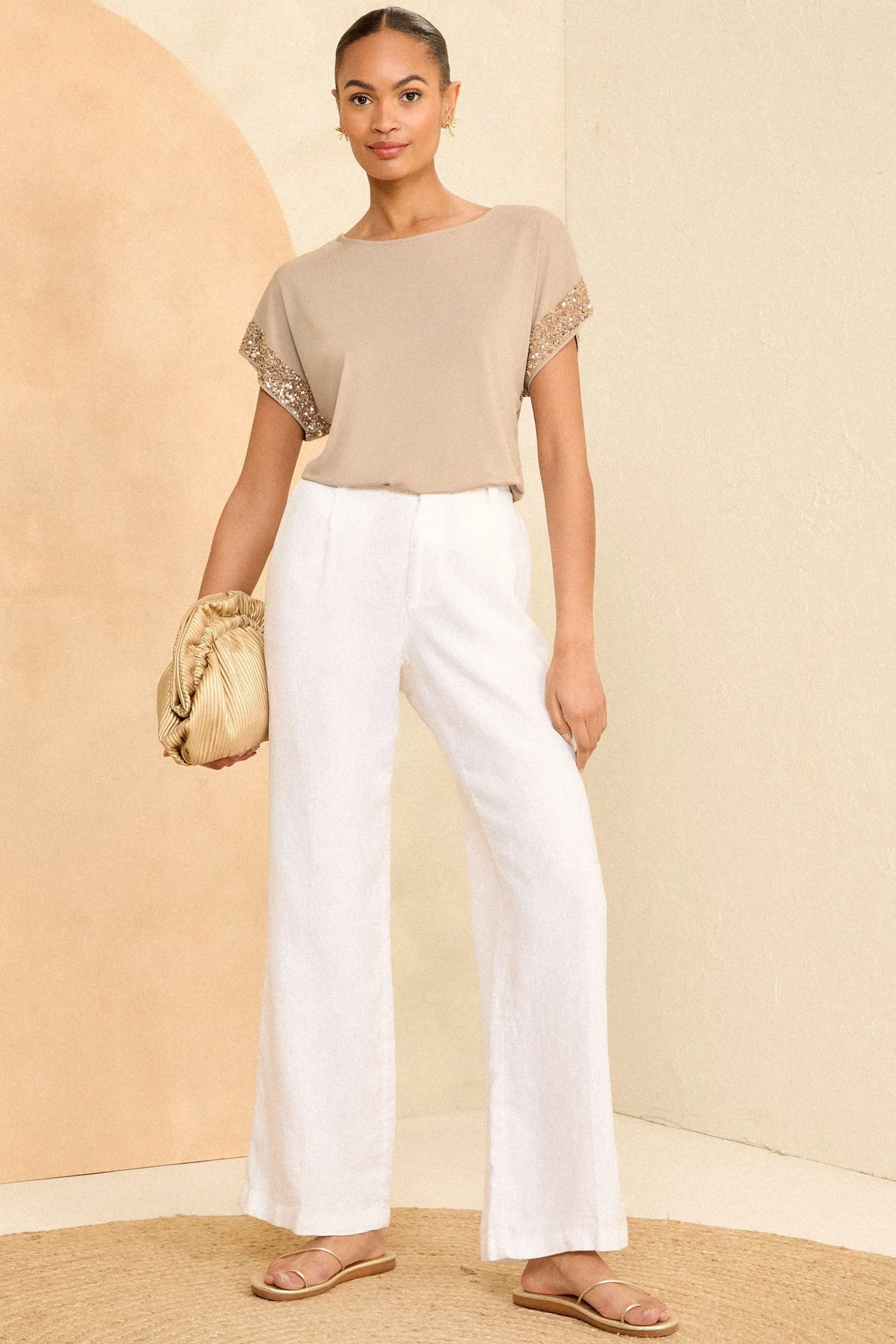 Love & Roses Paillettes - Top in jersey con polsini ai polsi