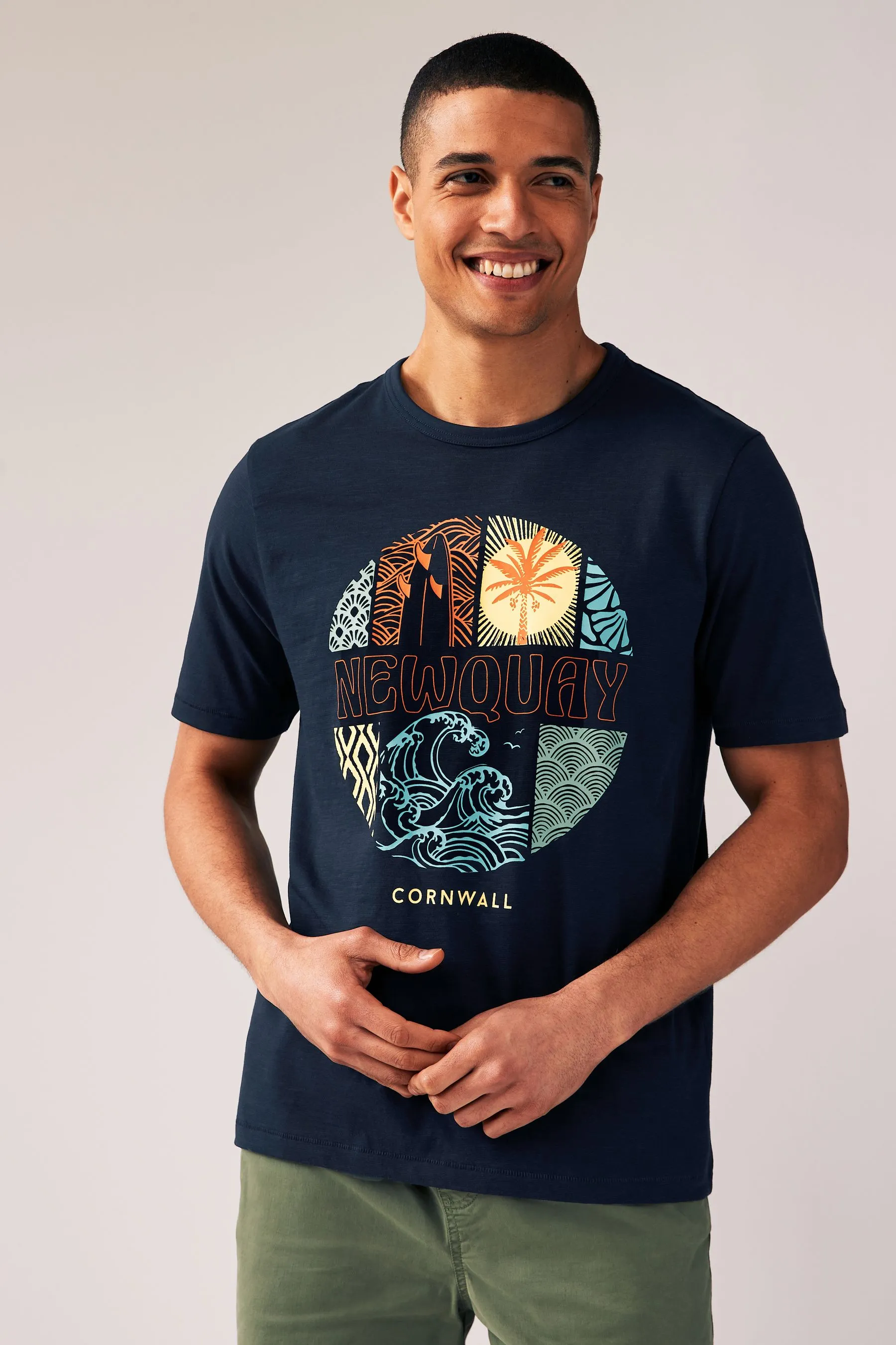 Navy  - T-shirt estiva con grafica Newquay