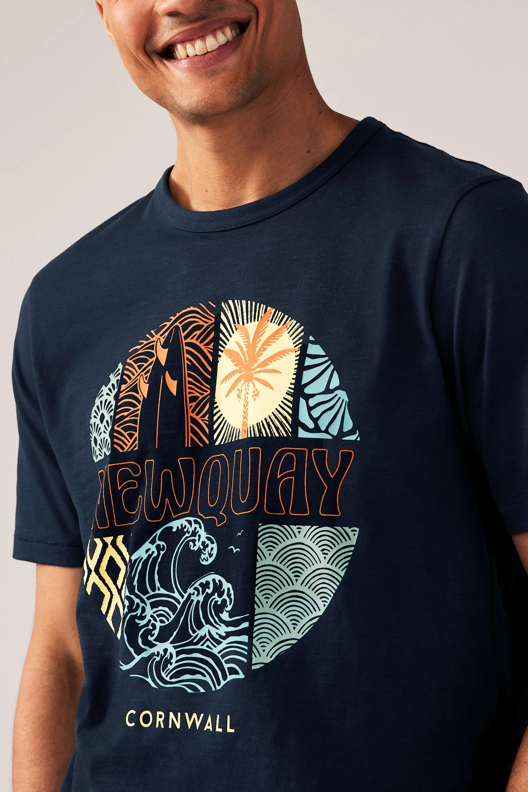 Navy  - T-shirt estiva con grafica Newquay