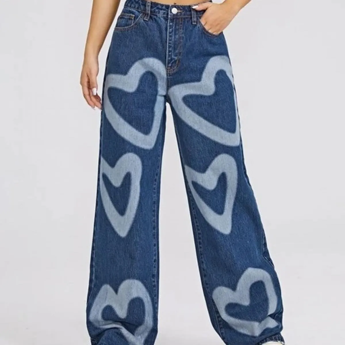 Nuovi pantaloni dritti a gamba larga Jeans larghi a vita alta Pantaloni da donna S XL Pantaloni in denim