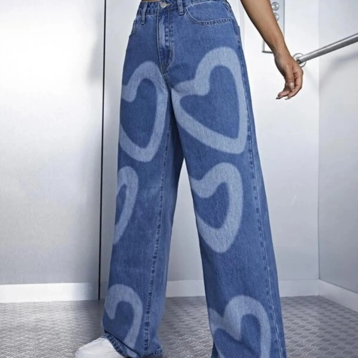 Nuovi pantaloni dritti a gamba larga Jeans larghi a vita alta Pantaloni da donna S XL Pantaloni in denim