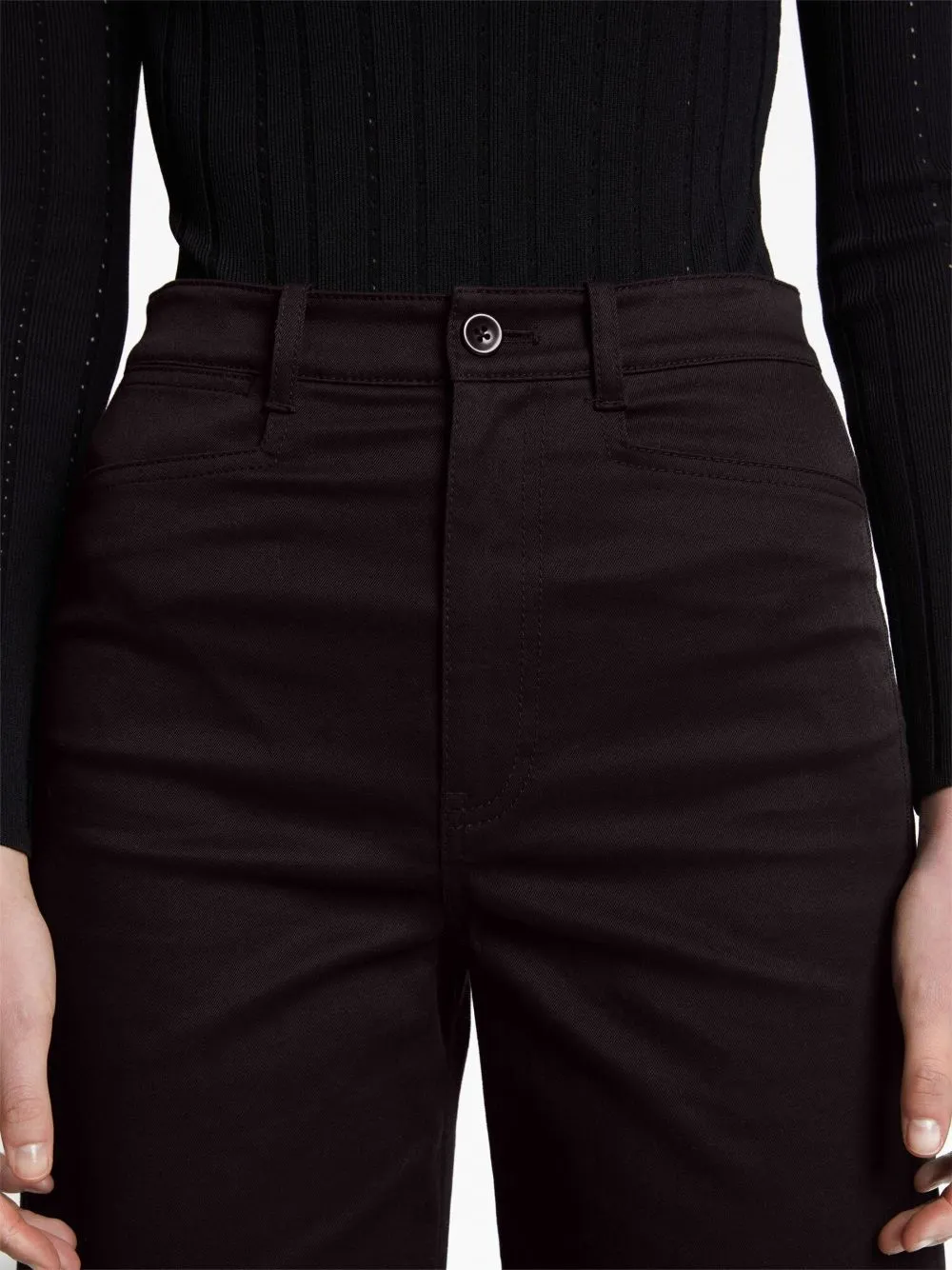 Pantaloni crop a vita alta in nero - donna