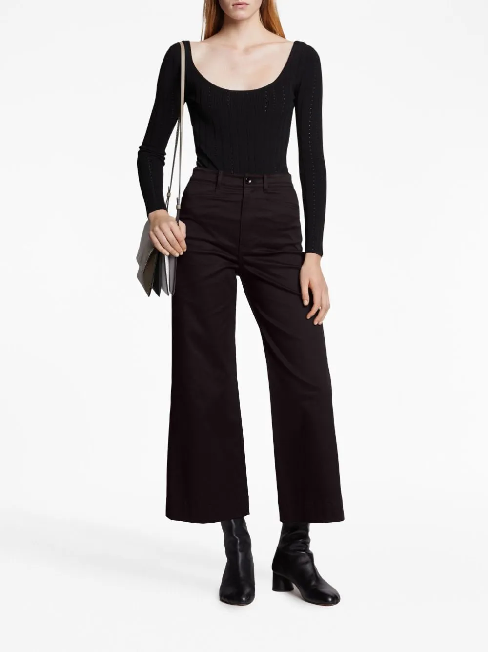 Pantaloni crop a vita alta in nero - donna