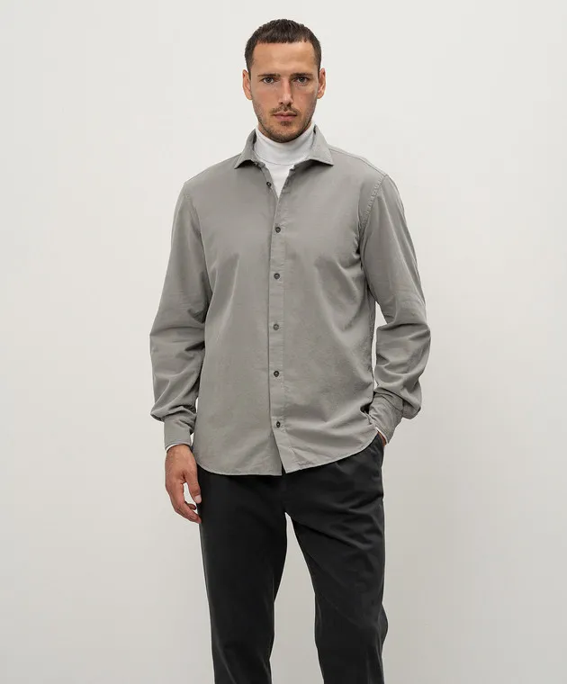 Peserico Camicia di velluto a coste grigia R56042T002357