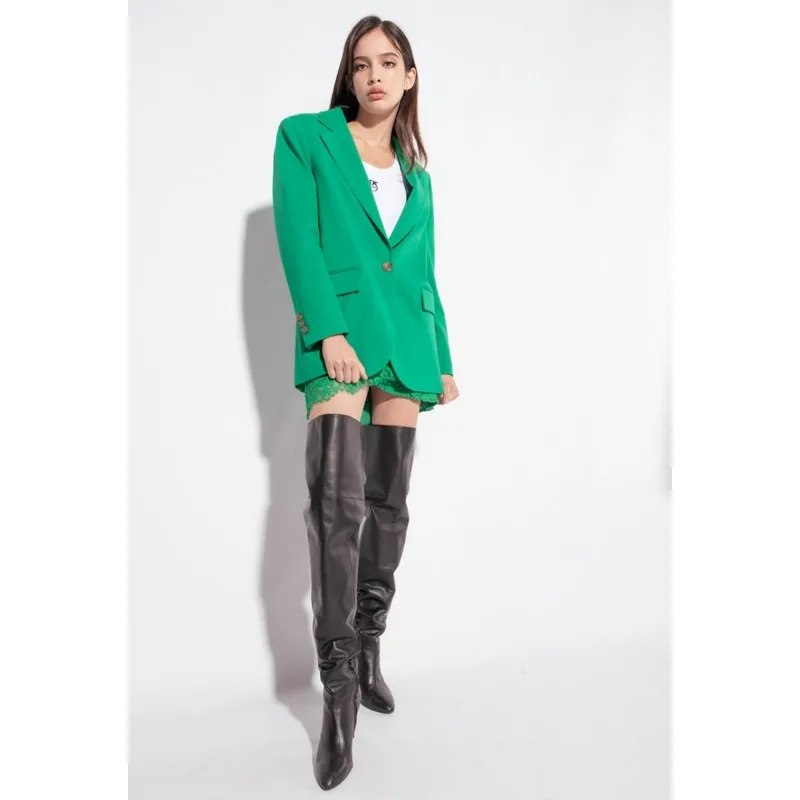 PINKO blazer ELIANA monopetto punto stoffa VERDE PRATO