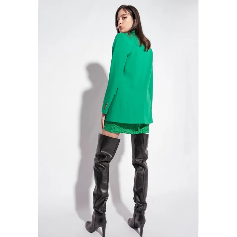 PINKO blazer ELIANA monopetto punto stoffa VERDE PRATO