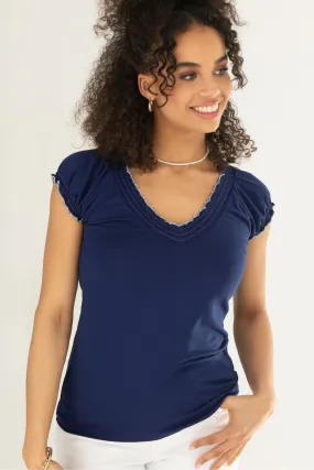 Pour Moi - Payton - Top in jersey elasticizzato con cuciture a contrasto e maniche ad a cuffia