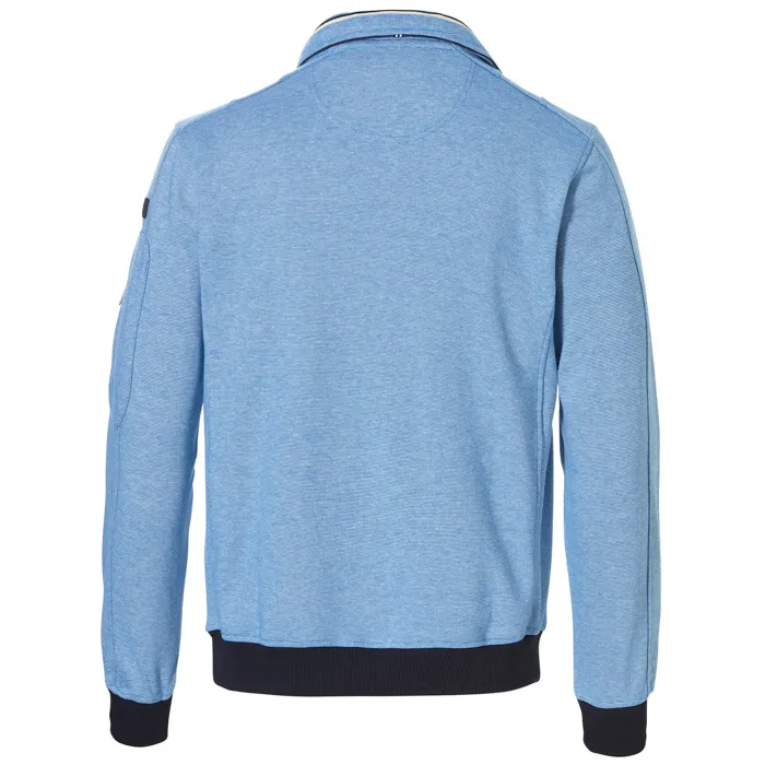 R.B. Boston - Maglia con zip in misto blu