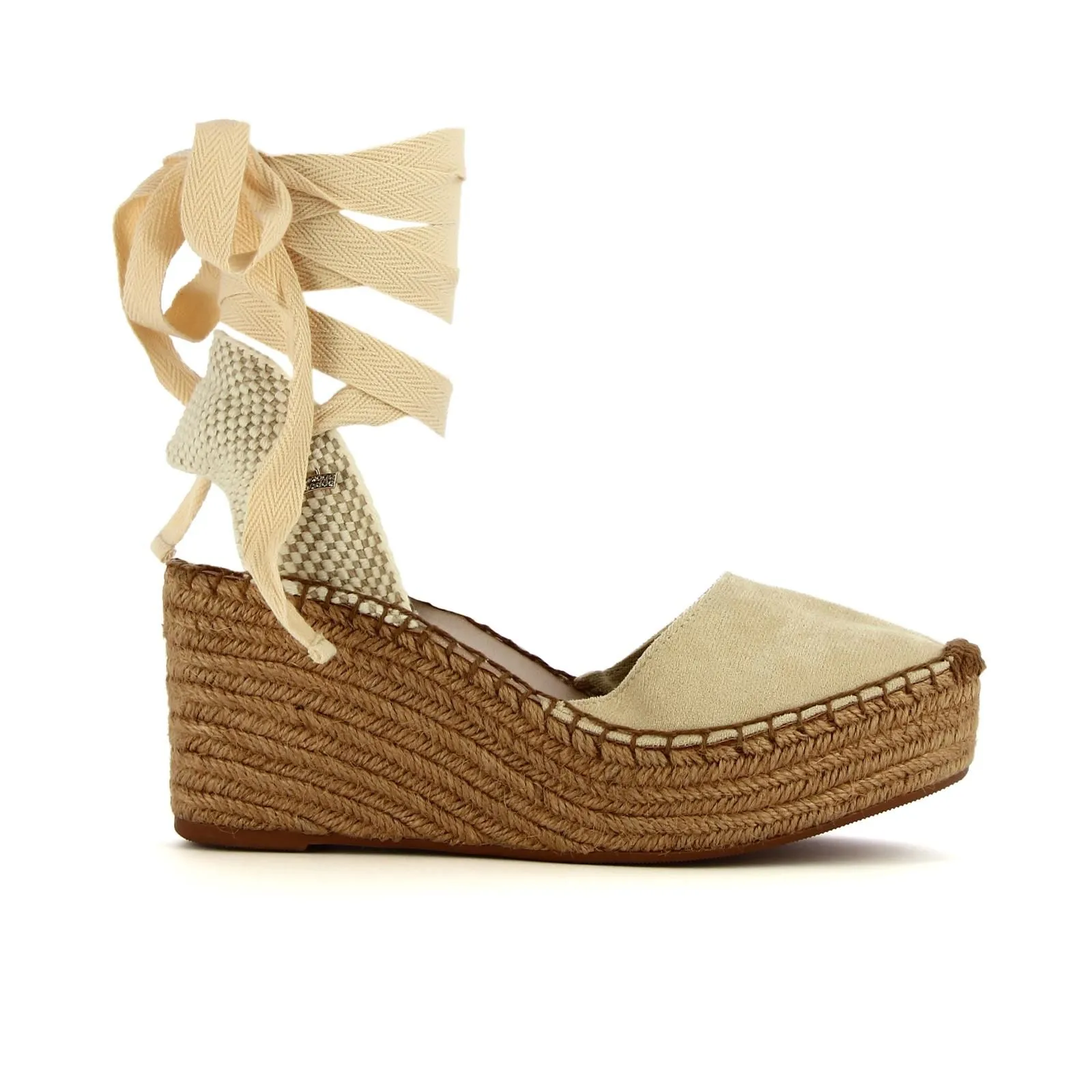 Sandali beige con zeppa modello campesine