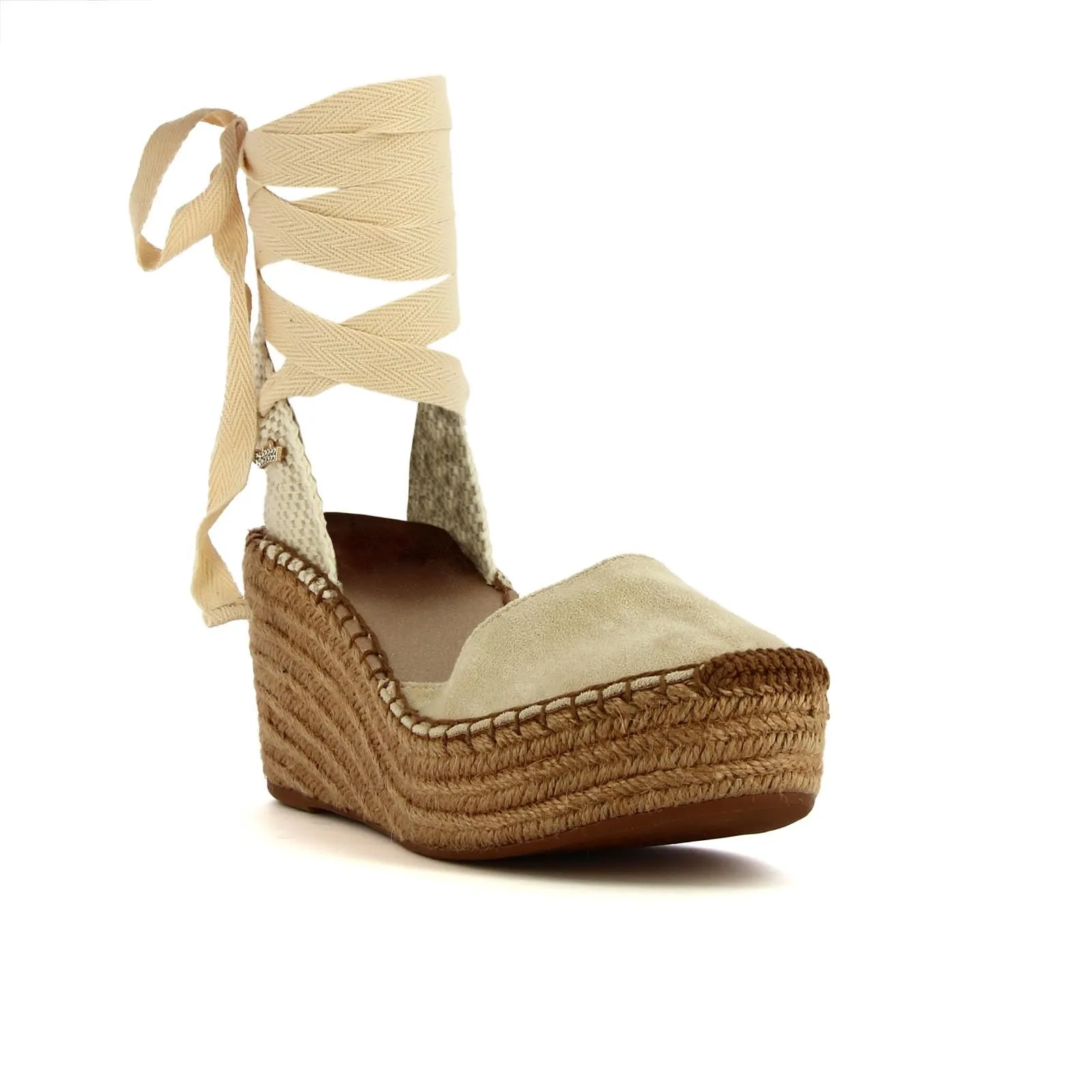 Sandali beige con zeppa modello campesine