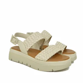 Sandali Intrecciati in Pelle color Beige e Suola in Memory Foam