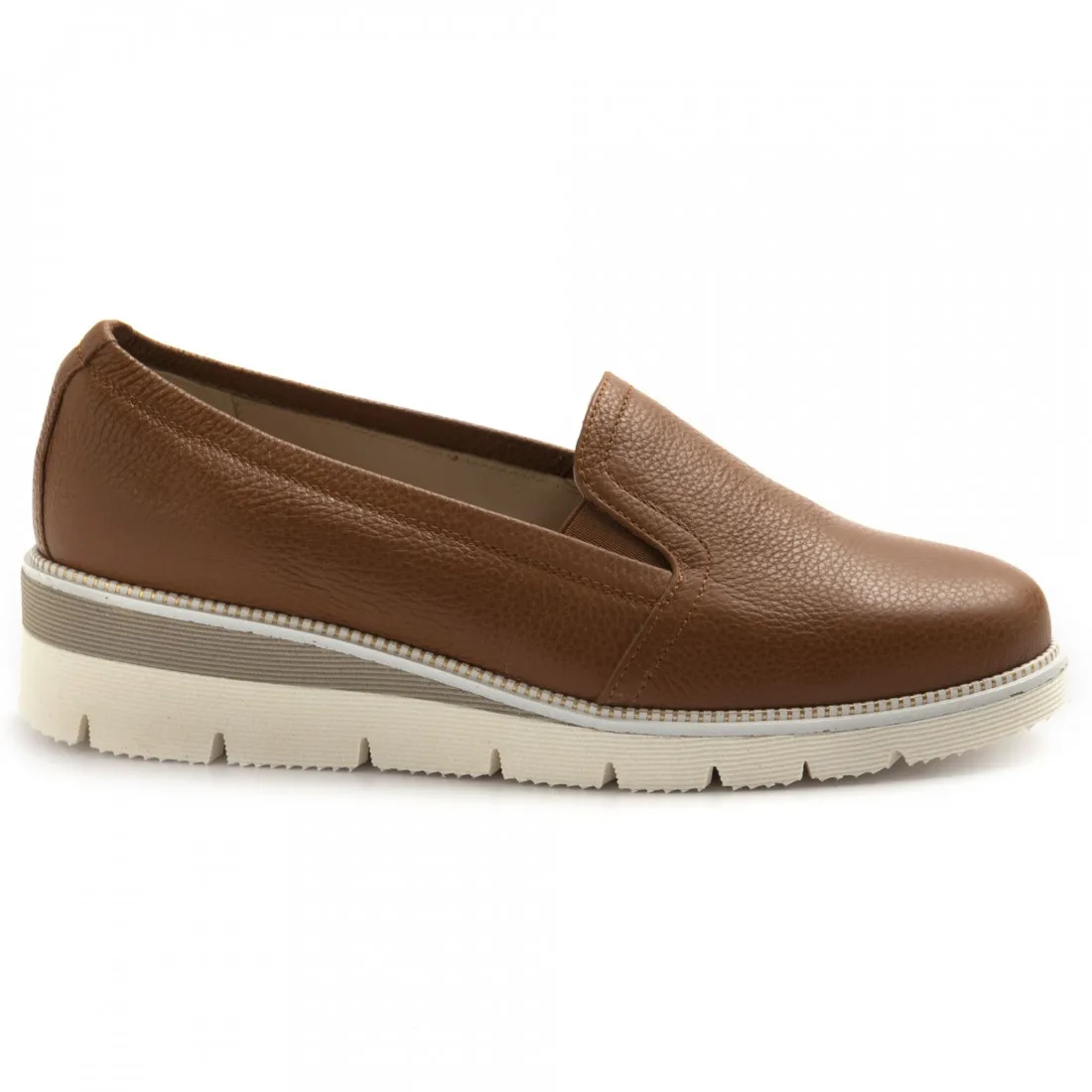 Scarpa donna Sangiorgio in pelle marrone con zeppa bassa