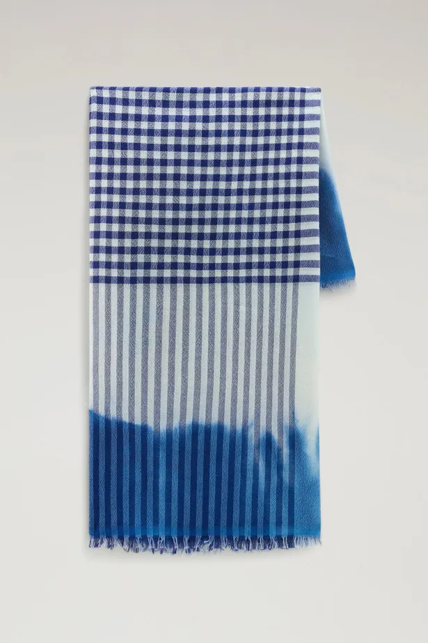 Sciarpa in misto lana e cotone con motivo micro check                                                                           