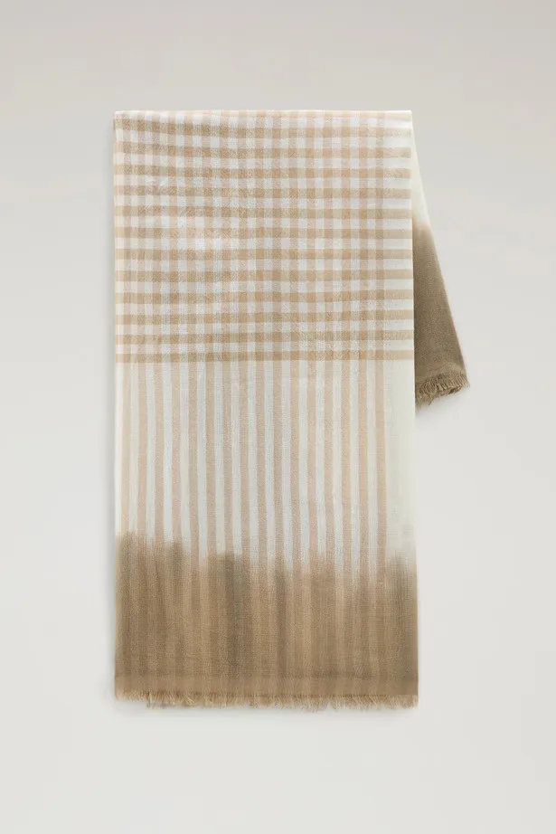 Sciarpa in misto lana e cotone con motivo micro check                                                                           