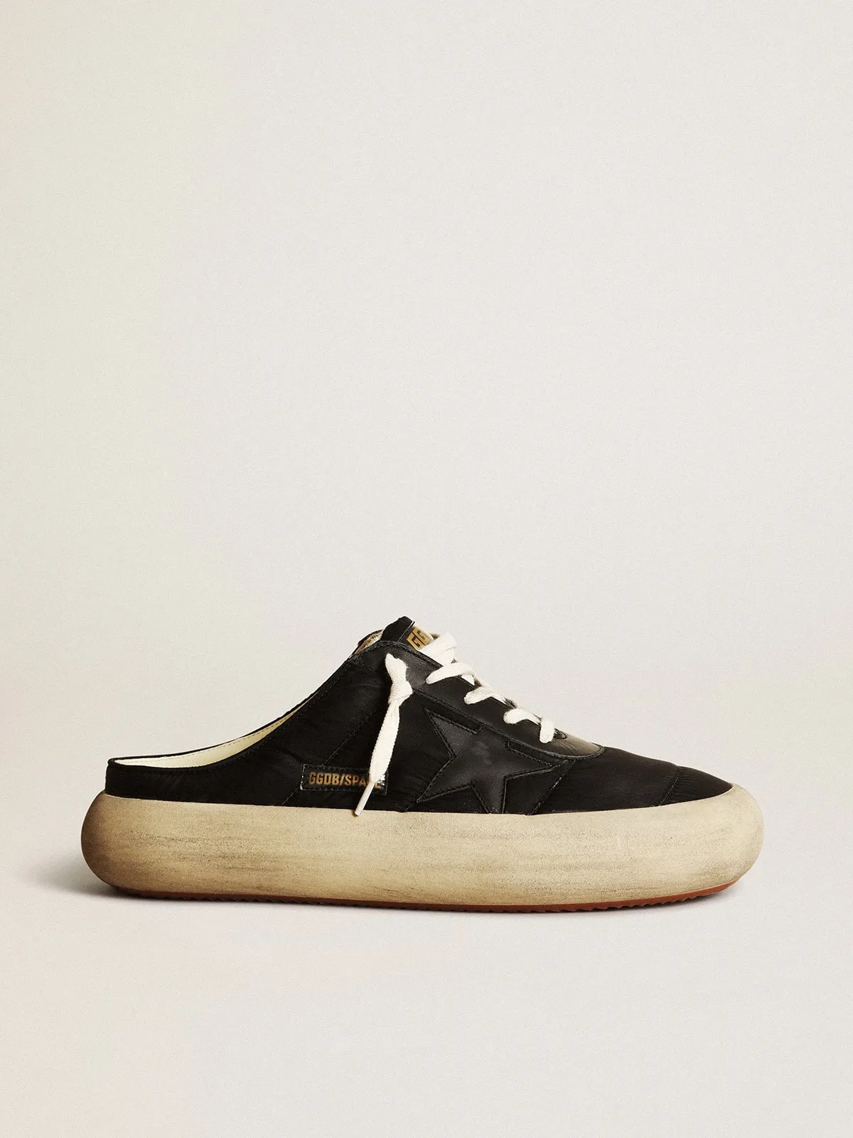 Space-Star Sabot Uomo in nylon nero con stella in pelle nera