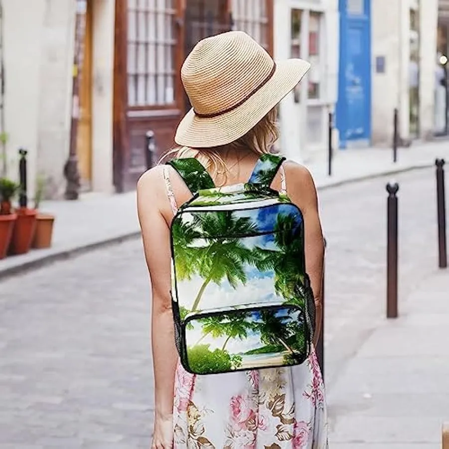 suojapuku Zaino da donna per college,borsa da viaggio zaino classico,palme da spiaggia tropicale,Zainetto casual leggero 1524960